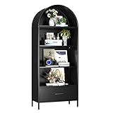 SUPEER Vitrine aus Metall Sideboard Standschrank mit Bogendach,Vitrinenschrank Küchenschrank...