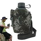 Legendäres klassisches Kantinenwasser, Edelstahl US Militär Feldflasche Set 1,2l mit 0,6l Becher...