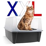 Iris Ohyama, Extra große Katzentoilette, XL Katzentoilette, grau, hochseitige Ablage, abnehmbare...