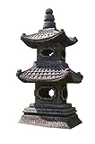 Wilai Steinfigur 2-stöckige Pagode Japanhaus Sandstein Gartendeko Figur Steinlaterne 35 cm hoch...
