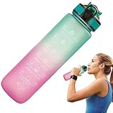 Clomuzi Wasserflasche mit Farbverlauf - Tragbarer 1-Liter-Trinkbecher mit Farbverlauf und Skala |...