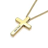 TMT Personalisierte Herren Kreuz-Kette, Kreuz-Anhänger mit Gravur | silber gold | personalisierte...