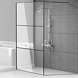 Daromigo Duschwand Glas 120 x 200 cm, 5 mm ESG Sicherheitsglas für Walk-In Dusche,Duschabtrennung...