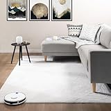 VIMODA Teppich Wohnzimmer Schlafzimmer Fellteppich, kurzflorig - waschbar und Fußbodenheizung...