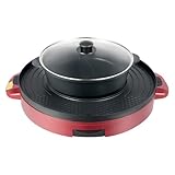 Hot Pot mit Grill Elektrischer Hotpot Electric Grill,mit Fettauffangschale,Verbrühungssichere...