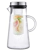 SILBERTHAL Glaskaraffe mit Fruchteinsatz 2 Liter - Wasserkaraffe mit Deckel - Spülmaschinenfest,...