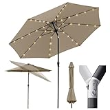 Sekey Solar-LED Sonnenschirm 300cm mit 40 LED, Windfester Gartenschirm UV 50+, Alu-Sonnenschirm mit...