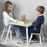 Kesper | Kindertisch mit 2 Stühlen, Material: Faserplatte, Maße: 55 x 55 x 45 cm, Farbe: Weiß,...