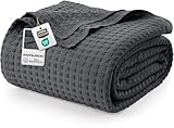Utopia Bedding 100% Baumwolle Waffeldecke Kuschedecke 300 GSM (Anthrazit - 228 x 182 cm) weiche...