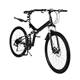 QUIOTUIR 26 Zoll Mountainbike, 21 Gang-Schaltung Vollfederung Scheibenbremsen Klappfahrrad...