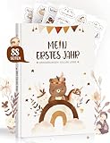 Mein erstes Jahr Babyalbum (Boho) - Das Babytagebuch mit Stickern - Babyalbum erstes Jahr - Baby...