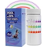 3-in-1 Pool Teststreifen | Pooltester für pH, freies Chlor, Brom & Gesamtalkalität | Teststreifen...