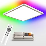 MILFECH 24W LED Deckenleuchte Dimmbar mit Fernbedienung,3000K-6500K Deckenlampe mit 13 RGB...