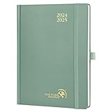 POPRUN Kalender 2024 2025 Buchkalender Hardcover, ca. A5 (22 x 16,5 cm), 17-Monate-Terminplaner...