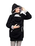 Viva la Mama Kängurujacke, Tragejacke für Baby aus Fleece - AHOI - schwarz-Blüten - XS