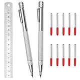 Anreißwerkzeug Set,2 Anreissnadel aus Wolframstahl,Reißnadel für Metall,10 Ersatzspitzen,15cm...