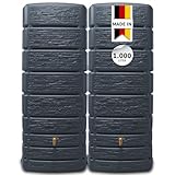 4rain Slim Stone Decor Regentonne Wandtank-Set 1000 Liter Graphite Grey, 2 x Slim Stone Decor 500...