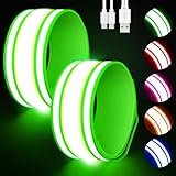 Samlior LED Armband Aufladbar 2 Stück, Reflective LED Leuchtarmband, 5 Farben 3 Lichtmodi...