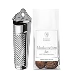 BOOMERS GOURMET - Muskatreibe mit Behälter und Muskatnüssen I Muskatnuss Reibe mit Aufbewahrung...