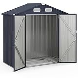 HOMASIS Gerätehaus Metall, Geräteschuppen mit Satteldach, 193x108x196cm, 3,44 m³, Gartenhaus mit...