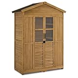 M MCombo Gartenschrank Gartenhaus Holz Wetterfest, Geräteschrank Holzschrank Outdoor Wasserdicht...
