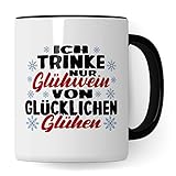 Tasse mit Spruch: 'Glühwein von glücklichen Glühen' Geschenk Weihnachten Winter Glühwein-Becher...
