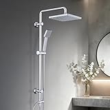 JOHO Edelstahl Regendusche Set, Duschset ohne Armatur, Duschsystem, Überkopfbrause Set, Duschstange...