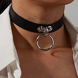 Zookey Schwarzes Leder Choker PU Gothic Choker Halskette Rock Halskette Verstellbarer Kragen Choker...