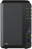 Synology DS223 12 TB 2 Bay Desktop NAS Datenspeicher Lösung installiert mit 2 x 6 TB Western...