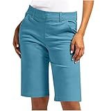 Huoghebg Bermuda Shorts Damen Sommer Business Kurze Hosen Elegant Stretch Twill-Shorts für Frauen...