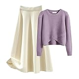 Vhersily 2-teiliges Set für Damen, langer Rock, Strickpullover, Slim Fit, elegant, lässig,...
