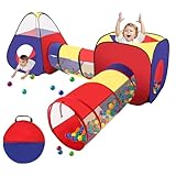 Toemics Spieltunnel 4-in-1 Tunnel für Kinder Babyzelt mit krabbeltunnel Pop-Up-Spielzelt mit Tunnel...