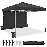 YITAHOME Pop-Up-Pavillon mit Netzseiten, 3x3Meter, höhenverstellbar, Doppeldach, Festzelt, Pavillon...