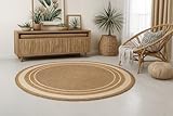 MY-RUG Jute Teppich rund 120 cm | Sisal-Teppich Wohnzimmer | handgewebter Juteteppich | flach...