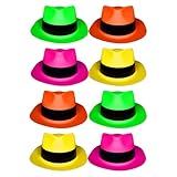 UV FLOOR - 12er Set Neon-Hüte (S/M) - Spezial Schwarzlicht und Ultraviolett - 4 leuchtende Farben -...