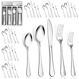 Besteck Set 30 teilig, Premium Edelstahl Tafelbesteck für 6 Personen, Messer Gabel Löffel...