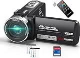 Videokamera 4K Camcorder 48MP mit IR Nachtsicht, 18X Digitalzoom 30FPS Webcam Video Kamera 3-Zoll...