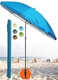 4smile Sonnenschirm Strand SunnyJoy, Blau - UPF 50+ Strandschirm Ø 180 cm, sicherer Sonnenschutz...