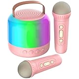 AIUNAOM Karaoke Maschine Kinder mit 2 Drahtlosen Mikrofonen Tragbare Bluetooth Lautsprecher Mit...