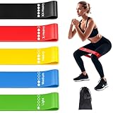 Fitnessbänder 5er Set, Widerstandsbänder mit 5 Widerstandsstufen, Naturlatex Resistance Bands...
