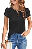NAIOSS Damen Bluse Kurzarm Elegant Oberteile Sommer Tshirt V-Ausschnitt Puffärmel Shirts Casual...