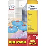 AVERY Zweckform L7676A-40P selbstklebende CD-Etiketten (80 blickdichte CD-Aufkleber, Ø 117mm auf...