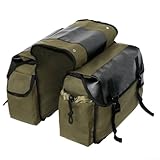 Jonikuper Fahrradtasche aus Segeltuch mit Lederakzenten, mehrere Fächer, Aufbewahrungstasche für...