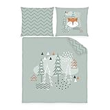 Herding babybest Wiegenbettwäsche, Nordic Forest, Kopfkissenbezug 35 x 40 cm, Bettbezug 80 x 80 cm,...