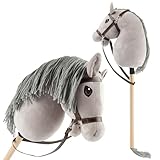 Bieco Hobby Horse Steckenpferd Grauer - Größe M, mit Trense | Abnehmbarer Stock & Schweif, für...