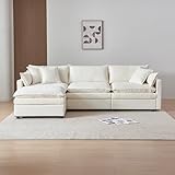 A ALFRESCOOL Sofa mit Schlaffunktion, Ecksofa Polstermöbel, Sofa 4 Sitzer, Sofa mit Fußstütze,...