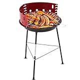Muntel Holzkohlegrill, Ø 37 cm, Dreibein, BBQ, Kohlegrill für Barbeque Camping, Terrasse,...