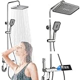 Duschsystem mit Regendusche & LED-Temperaturanzeige, höhenverstellbar 110–750mm, 360° Kopfbrause...
