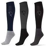 Pramoda 3 Paar Damen Baumwoll Reitsocken Schwarz - Navy Blau - Anthrazit (36-40)