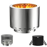 LZQ Feuerschale Edelstahl 49cm Raucharm Garten Feuerstelle Outdoor Kamin Holzofen Feuerkorb...